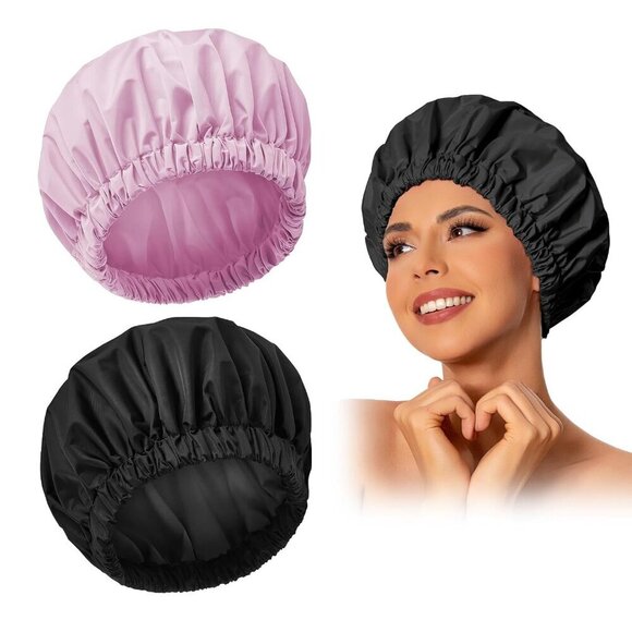 Reusable Women Shower Cap Waterproof Large Elastic Bath Hair Hat